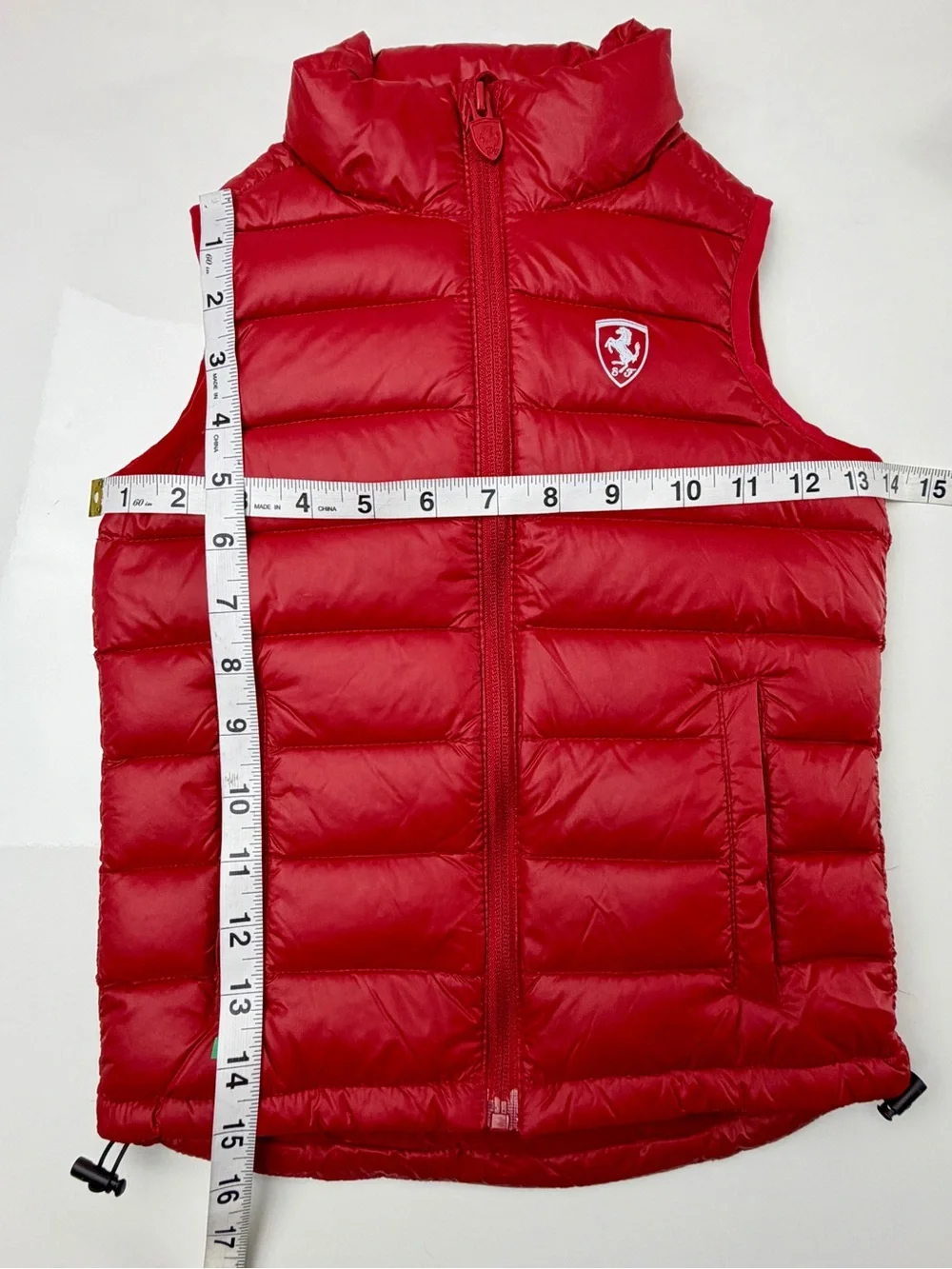 Scuderia Ferrari Red Sleeveless Zipper Front Crushable Puffer Vest, Sz 3/4 Youth